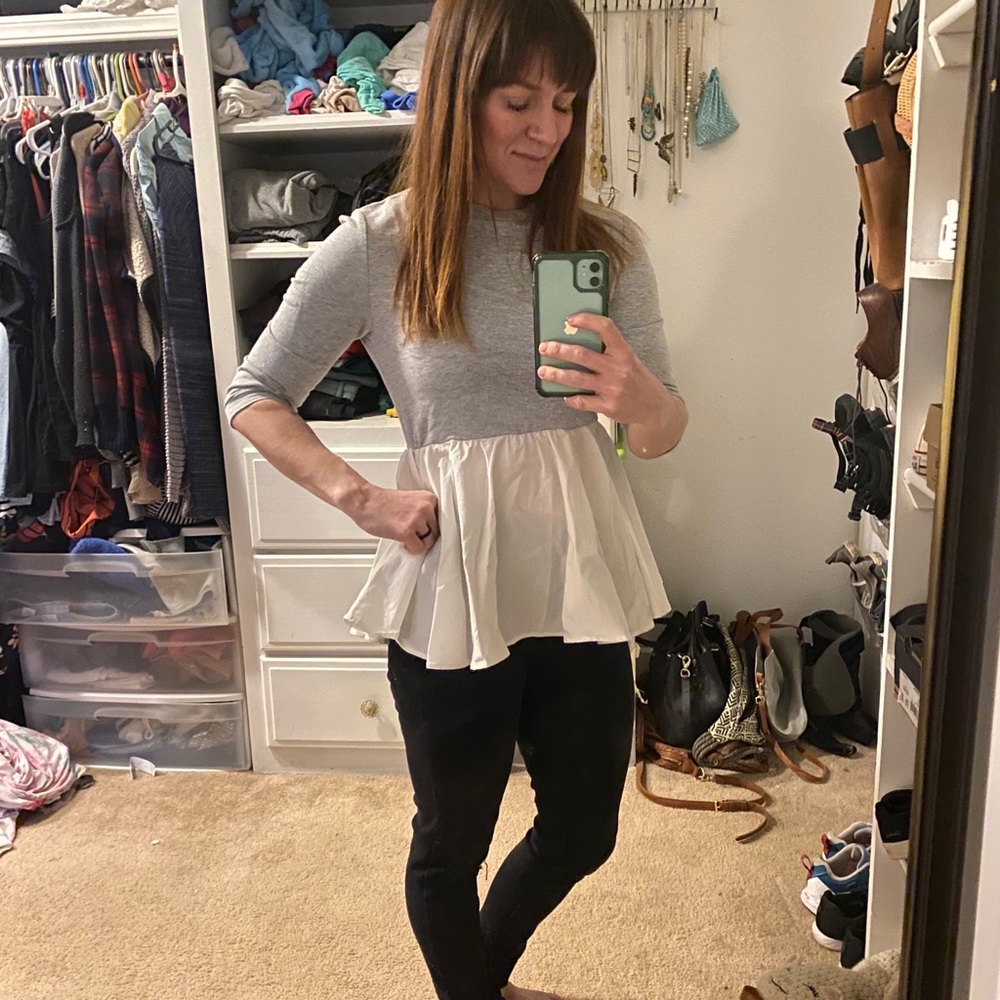 Peplum blouse-jersey sweater and cotton blouse-new